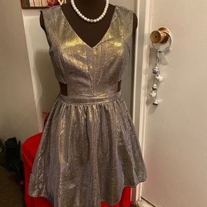 Cut Out Metallic Holiday Dress